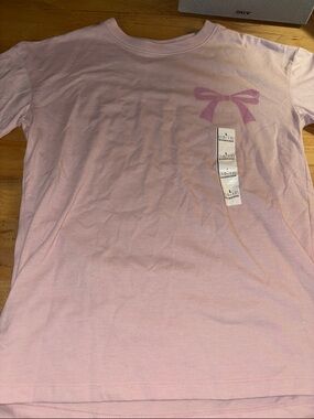 Cat & Jack Pink Short Sleeve Tee with Bow Graphic